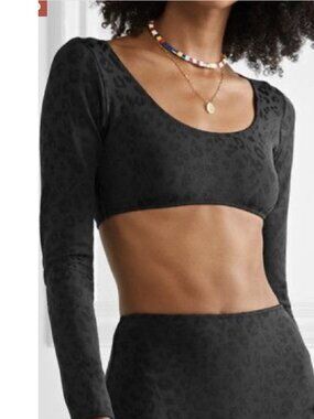SOLID & STRIPED The Georgia Top in Jacquard Leopard Black XL Swim Vacation